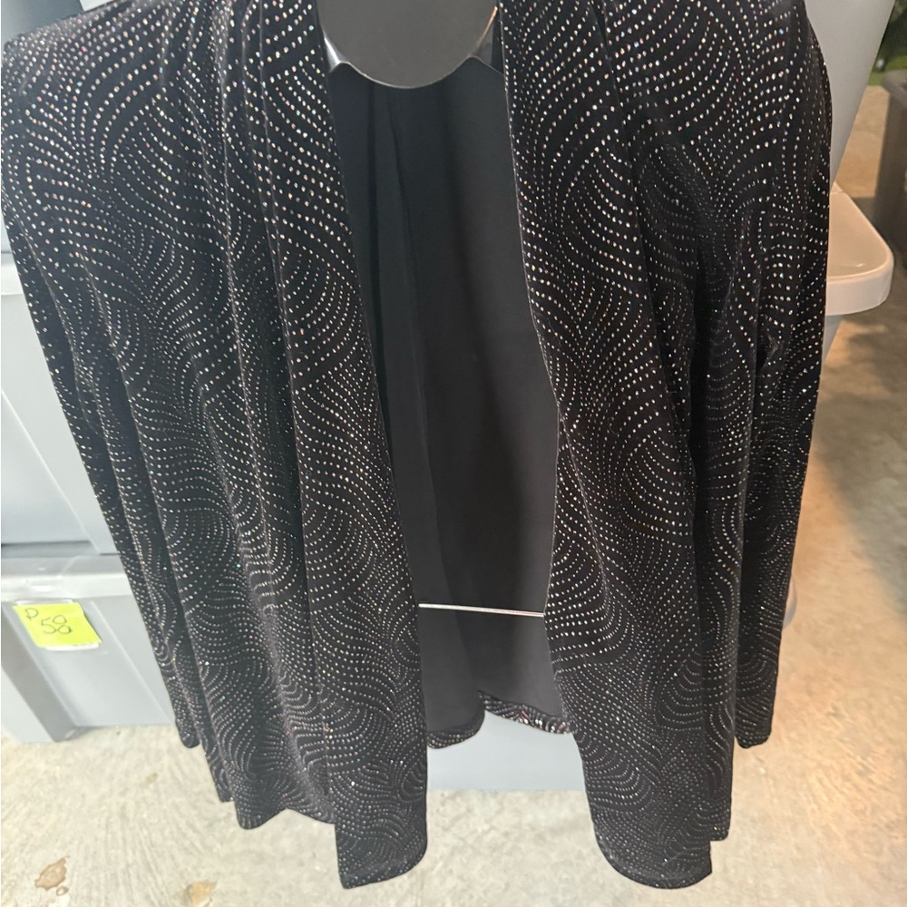 Black and Silver Patterned Open Cardigan p37